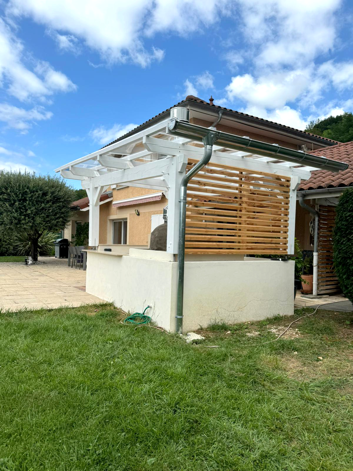 Abri cuisine d'été avec toiture transparente à La Buisse